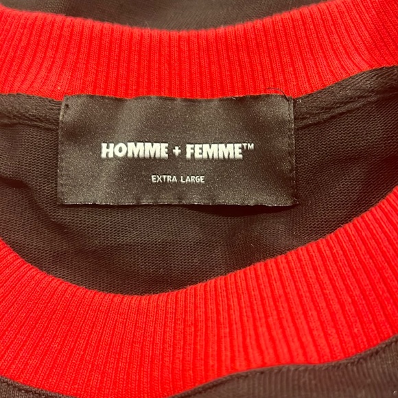 Homme + Femme Logo T-shirt Size L Black/Red NWOT - Picture 3 of 4